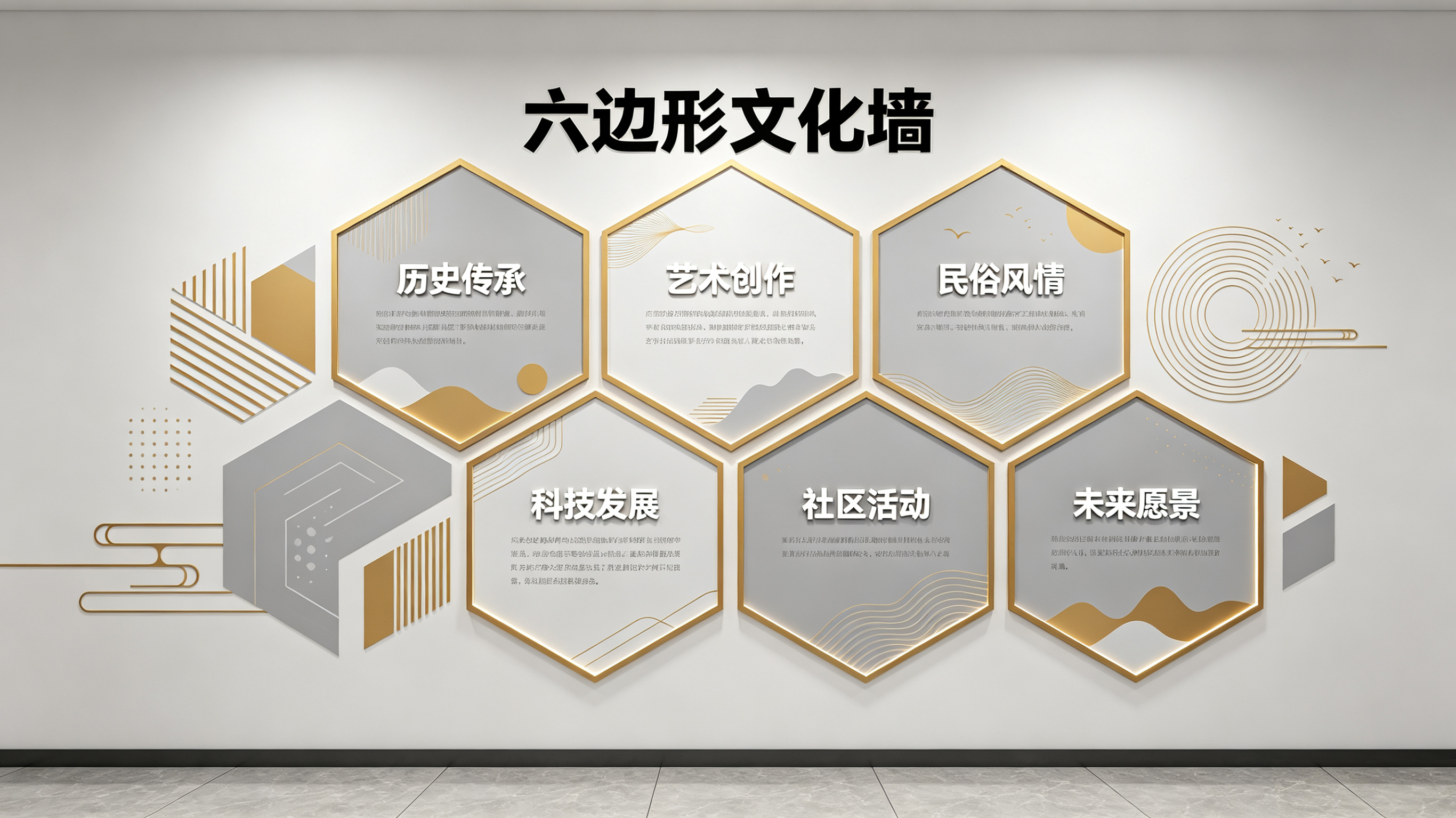 富川企业文化墙 | 六边形信息美学